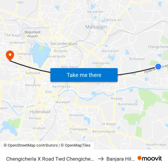 Chengicherla X Road Twd Chengicherla to Banjara Hills map