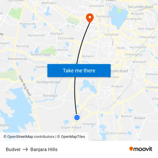 Budvel to Banjara Hills map