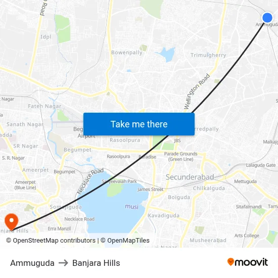 Ammuguda to Banjara Hills map