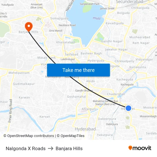 Nalgonda X Roads to Banjara Hills map