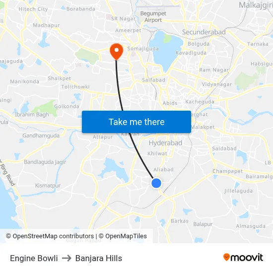 Engine Bowli to Banjara Hills map