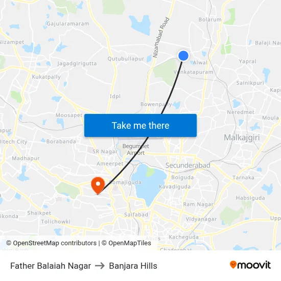Father Balaiah Nagar to Banjara Hills map