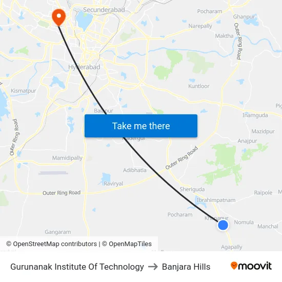 Gurunanak Institute Of Technology to Banjara Hills map