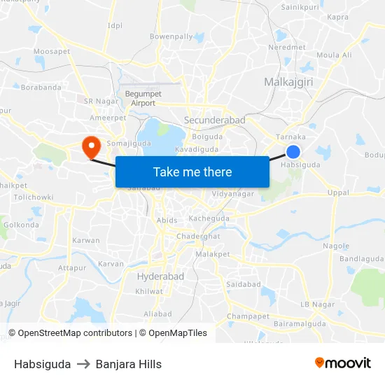 Habsiguda to Banjara Hills map