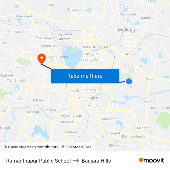 Ramanthapur Public School to Banjara Hills map