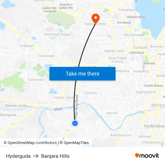 Hyderguda to Banjara Hills map