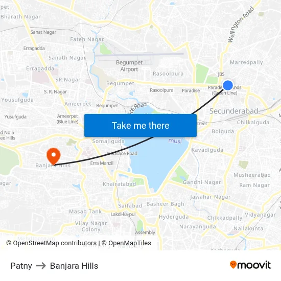 Patny to Banjara Hills map