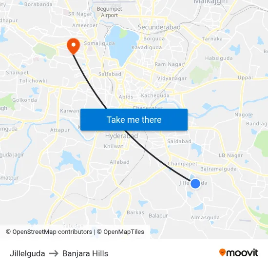 Jillelguda to Banjara Hills map