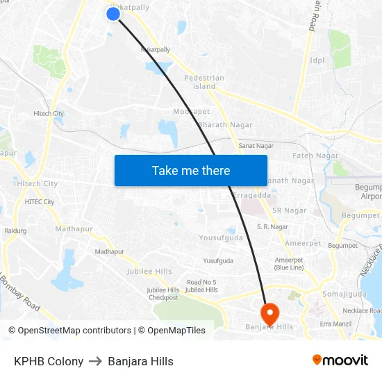 KPHB Colony to Banjara Hills map