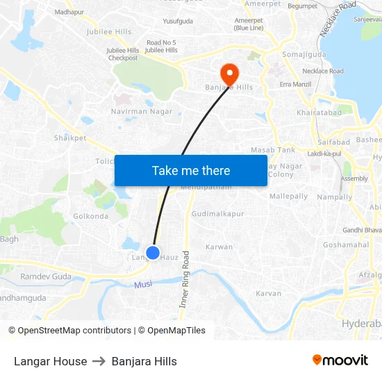 Langar House to Banjara Hills map