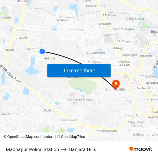 Madhapur Police Station to Banjara Hills map