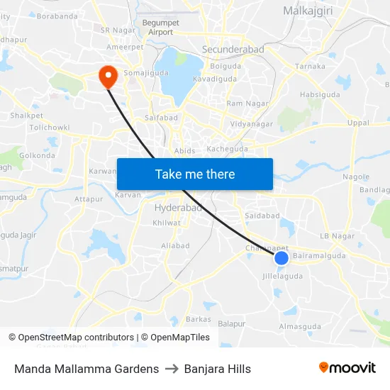 Manda Mallamma Gardens to Banjara Hills map