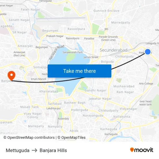 Mettuguda to Banjara Hills map