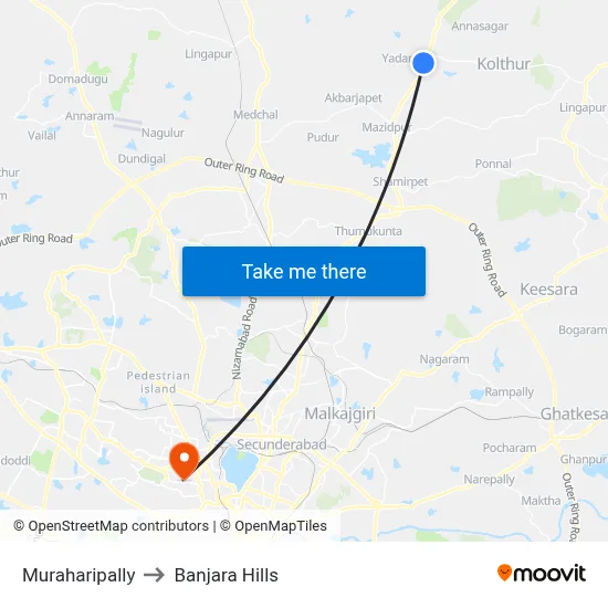 Muraharipally to Banjara Hills map