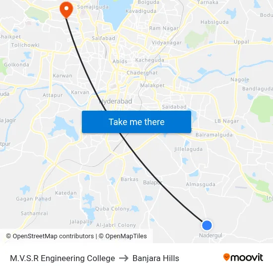 M.V.S.R Engineering College to Banjara Hills map