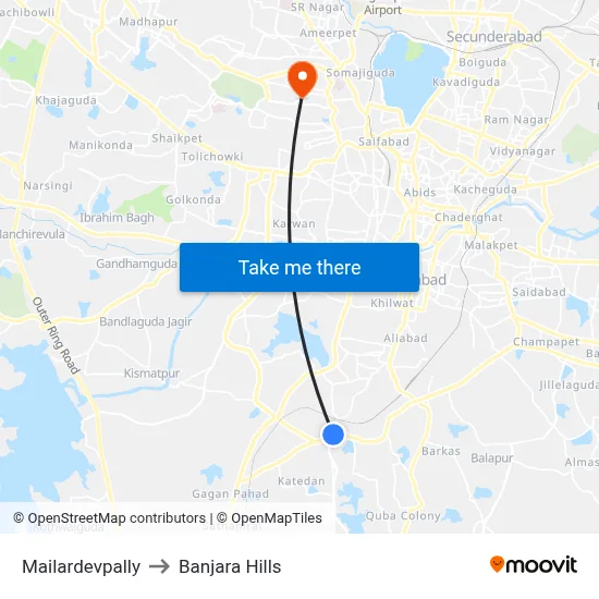 Mailardevpally to Banjara Hills map