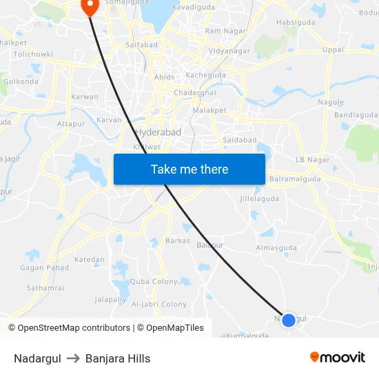 Nadargul to Banjara Hills map
