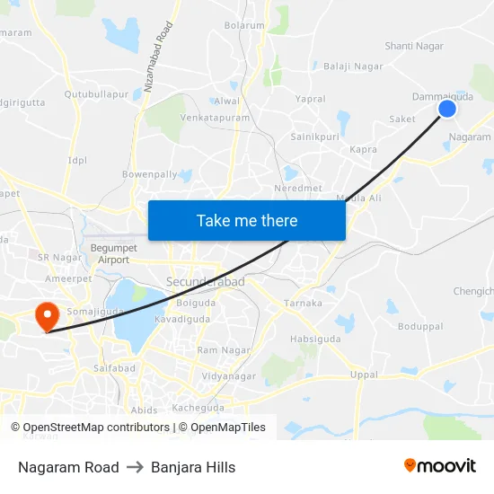 Nagaram Road to Banjara Hills map