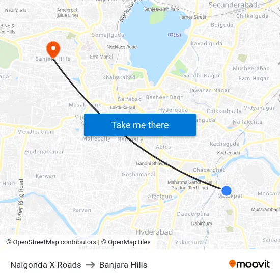 Nalgonda X Roads to Banjara Hills map