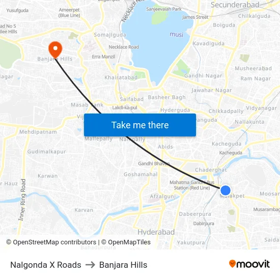 Nalgonda X Roads to Banjara Hills map