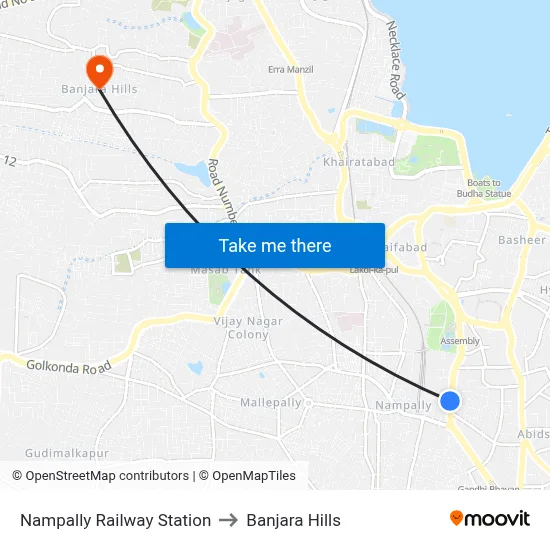 Nampally Railway Station to Banjara Hills map