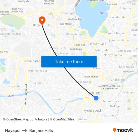Nayapul to Banjara Hills map