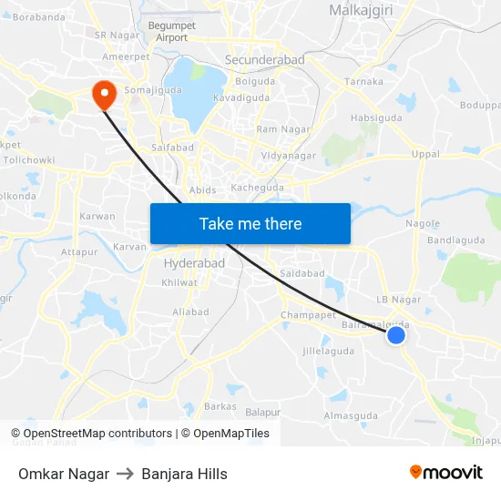 Omkar Nagar to Banjara Hills map