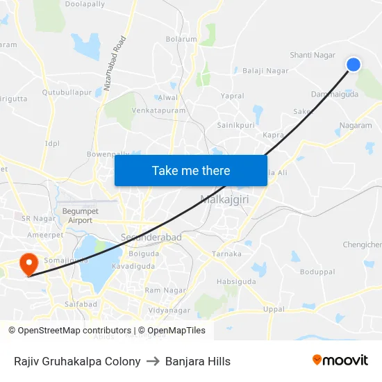 Rajiv Gruhakalpa Colony to Banjara Hills map