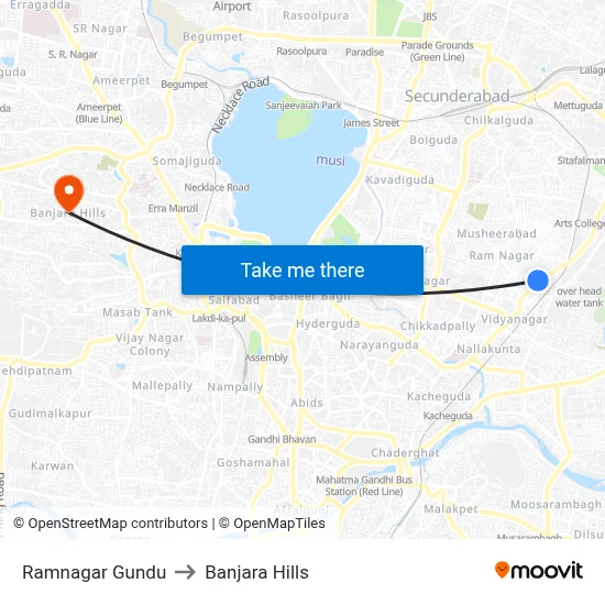 Ramnagar Gundu to Banjara Hills map