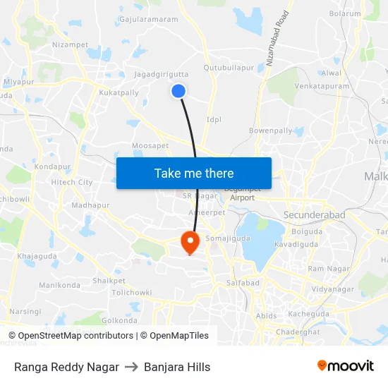 Ranga Reddy Nagar to Banjara Hills map