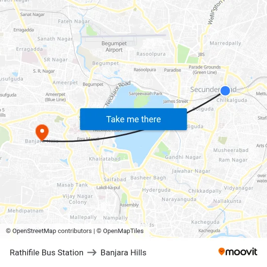 Rathifile Bus Station to Banjara Hills map