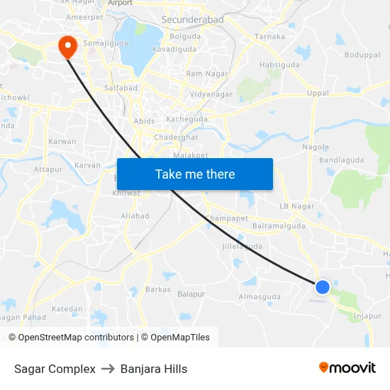 Sagar Complex to Banjara Hills map