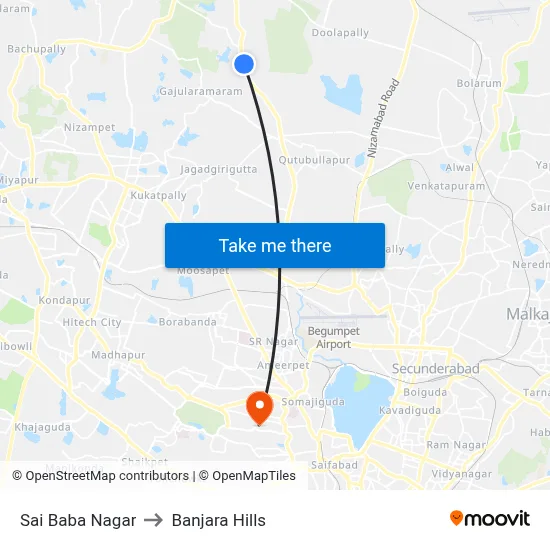Sai Baba Nagar to Banjara Hills map