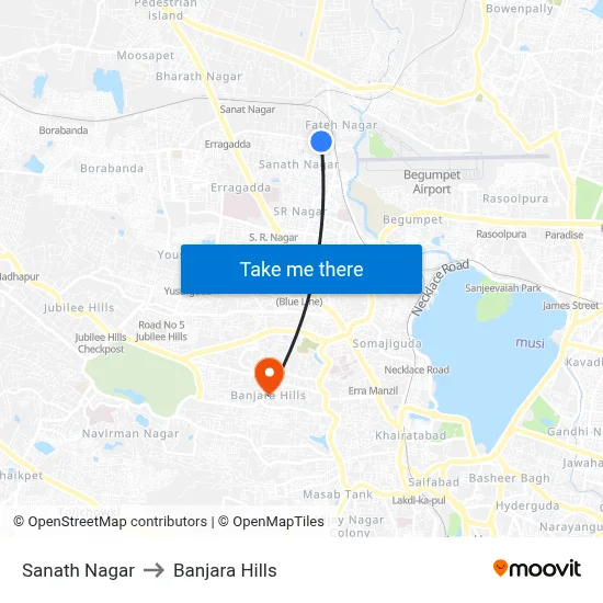 Sanath Nagar to Banjara Hills map