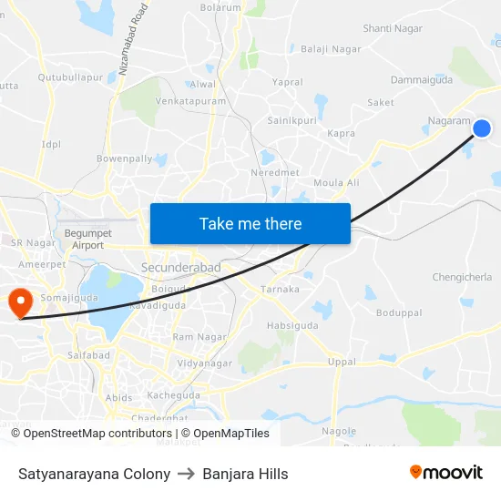 Satyanarayana Colony to Banjara Hills map