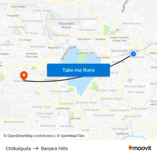 Chilkalguda to Banjara Hills map