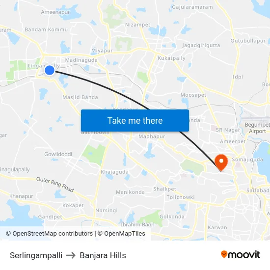 Serlingampalli to Banjara Hills map