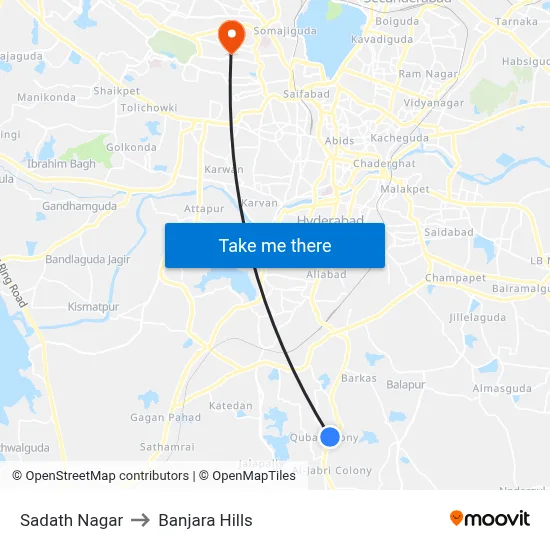 Sadath Nagar to Banjara Hills map