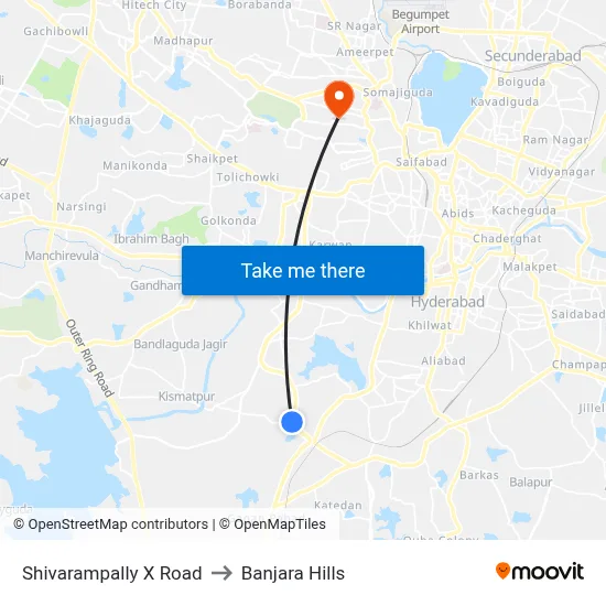 Shivarampally X Road to Banjara Hills map
