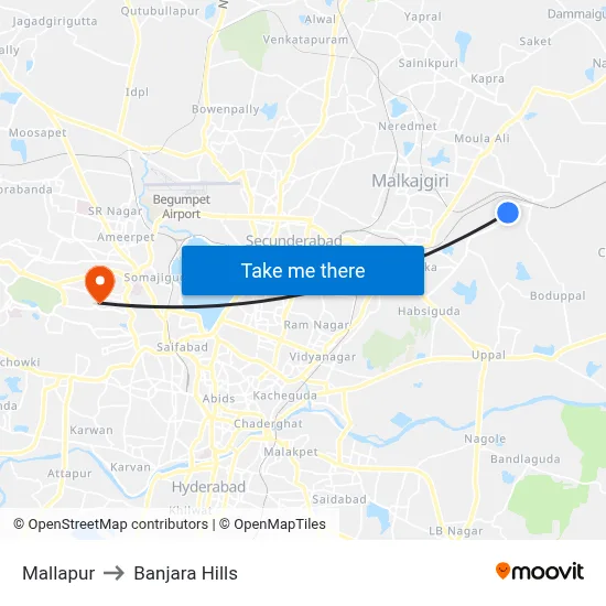 Mallapur to Banjara Hills map
