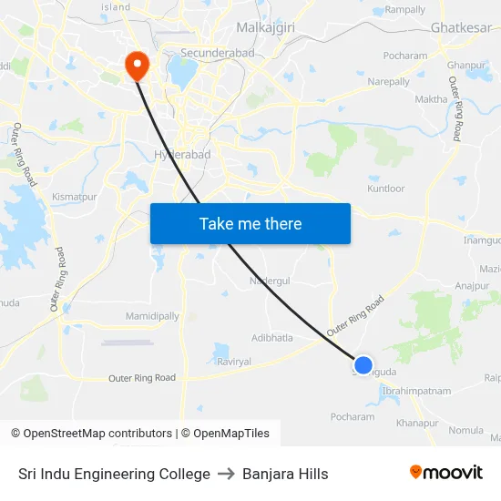 Sri Indu Engineering College to Banjara Hills map