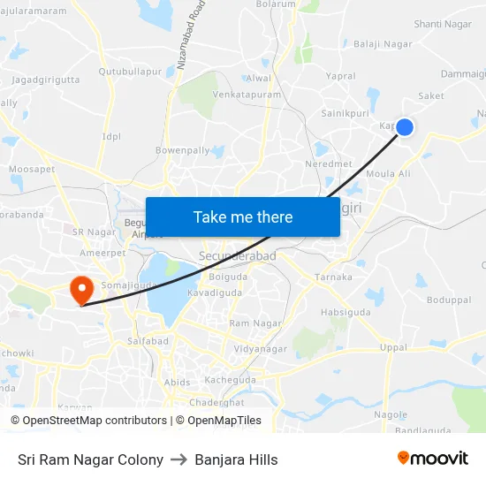 Sri Ram Nagar Colony to Banjara Hills map
