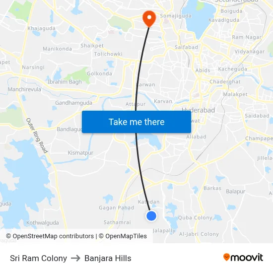 Sri Ram Colony to Banjara Hills map