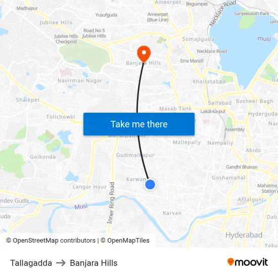 Tallagadda to Banjara Hills map