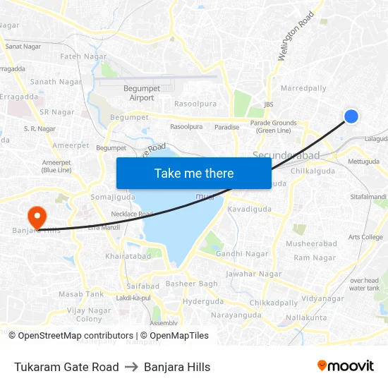Tukaram Gate Road to Banjara Hills map