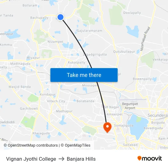 Vignan Jyothi College to Banjara Hills map