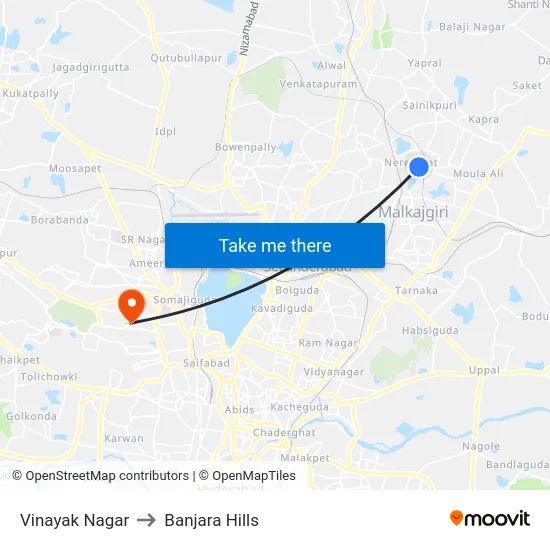 Vinayak Nagar to Banjara Hills map