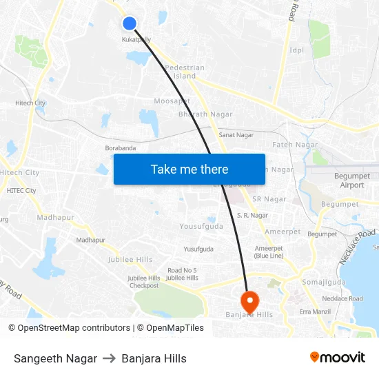 Sangeeth Nagar to Banjara Hills map