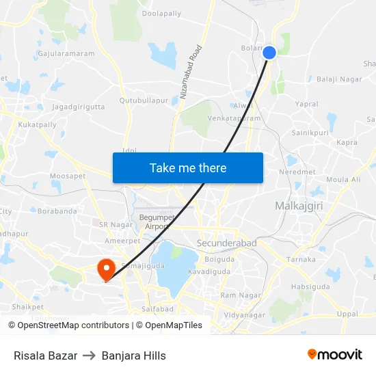 Risala Bazar to Banjara Hills map