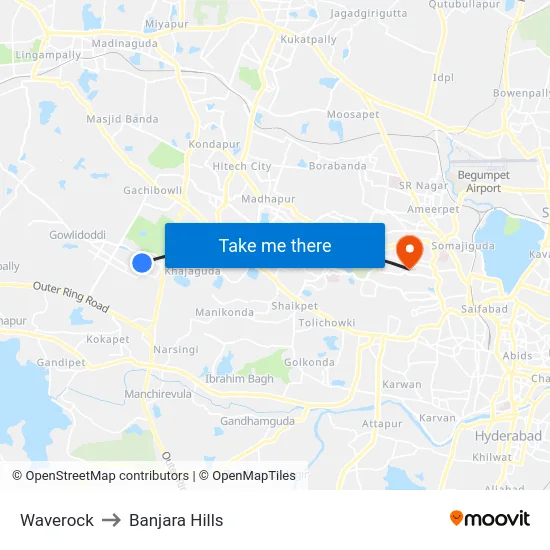 Waverock to Banjara Hills map